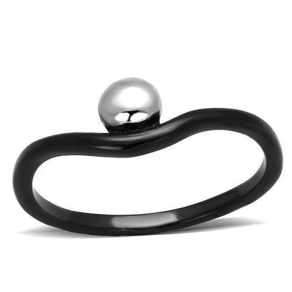 No Stone Rings Two-Tone IP Black Stainless Steel Ring with No Stone for Women ...
