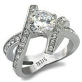thumbnail image 1 of High polished (no plating) Stainless Steel Ring with AAA Grade CZ in Clear for Women Clear Stone Color Style TK169 Size 5, 1 of 5