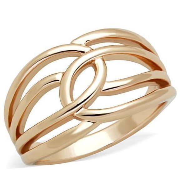 IP Rose Gold(Ion Plating) Stainless Steel Ring with No Stone for Women Minimalist Theme No Stone Stone Color Style TK1696 Size 6