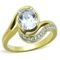 thumbnail image 1 of Two-Tone IP Gold (Ion Plating) Stainless Steel Ring with AAA Grade CZ in Clear for Women Clear Stone Color Style TK1703 Size 8, 1 of 4