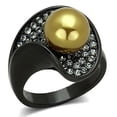 thumbnail image 1 of IP Black(Ion Plating) Stainless Steel Ring with Synthetic Pearl in Champagne for Women Champagne Stone Color Style TK1732 Size 6, 1 of 4