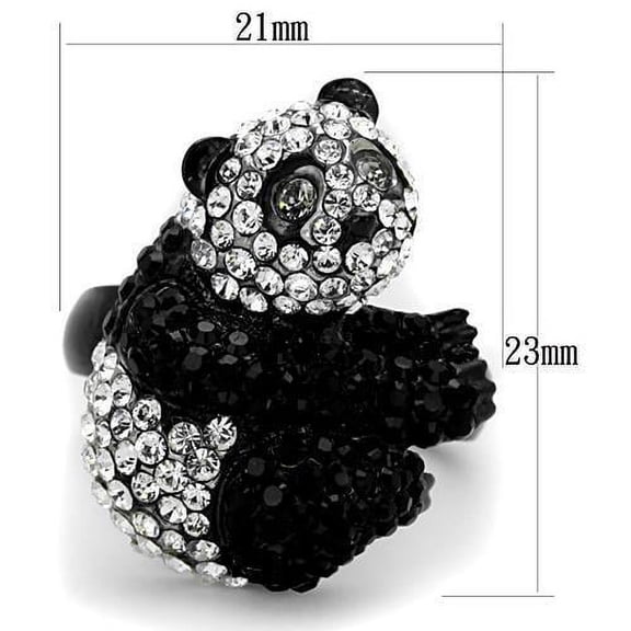 TK1735 - Two-Tone IP Black Stainless Steel Ring with Top Grade Crystal  in Black Diamond Size 7