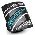 thumbnail image 1 of IP Black(Ion Plating) Stainless Steel Ring with Top Grade Crystal in Blue Zircon for Women Blue Zircon Stone Color Style TK1736 Size 5, 1 of 4