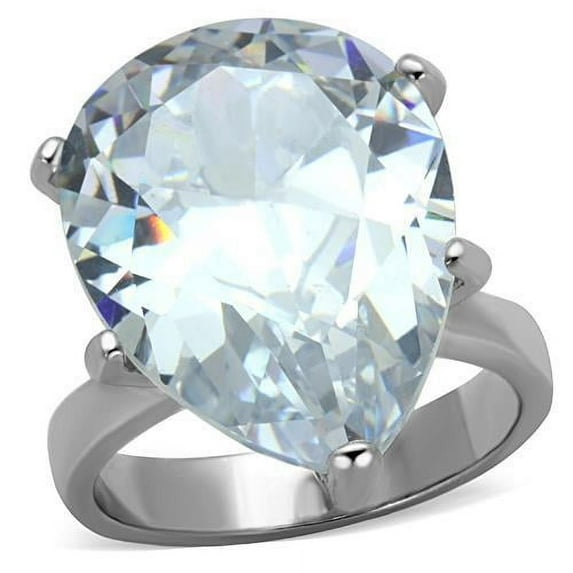 TK1750 - High polished (no plating) Stainless Steel Ring with AAA Grade CZ in Clear