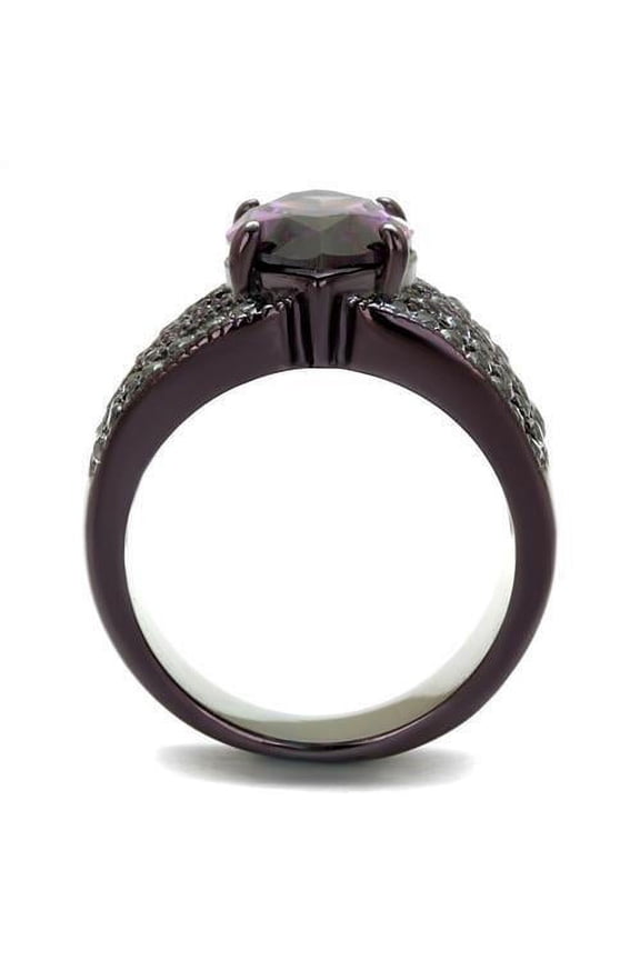 TK1752DC - IP Dark Brown (IP coffee) Stainless Steel Ring with AAA Grade CZ in Amethyst