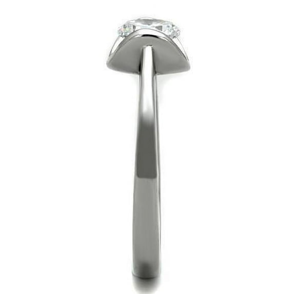 TK1763 - High polished (no plating) Stainless Steel Ring with AAA Grade CZ in Clear