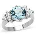 thumbnail image 1 of High polished (no plating) Stainless Steel Ring with Synthetic Spinel in London Blue for Women London Blue Stone Color Style TK179 Size 6, 1 of 5
