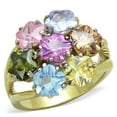 thumbnail image 1 of TK1791 - Two-Tone IP Gold (Ion Plating) Stainless Steel Ring with Assorted  in Multi Color Size 6, 1 of 4