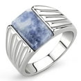 thumbnail image 1 of TK1799 - High polished (no plating) Stainless Steel Ring with Semi-Precious Sodalite in Capri Blue, 1 of 1