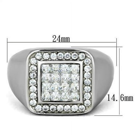 High polished (no plating) Stainless Steel Ring with AAA Grade CZ in Clear for Women Clear Stone Color Style TK1802 Size 9
