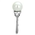 thumbnail image 1 of TK1824 - High polished (no plating) Stainless Steel Ring with Synthetic Pearl in White, 1 of 1