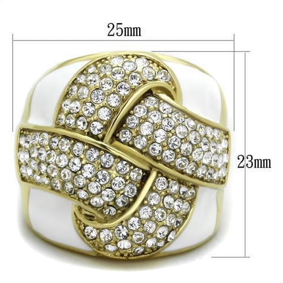 IP Gold(Ion Plating) Stainless Steel Ring with Top Grade Crystal in Clear for Women Clear Stone Color Style TK1848 Size 5