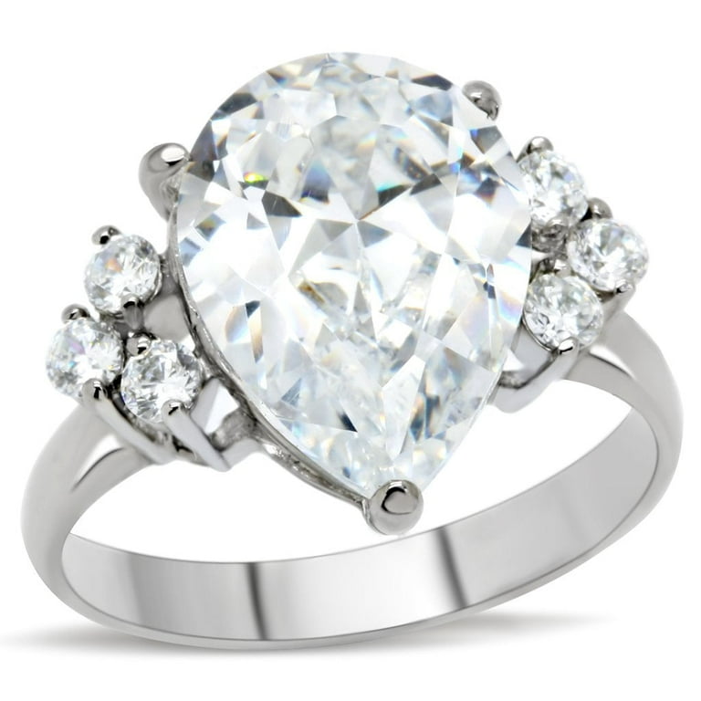 High polished no plating Stainless Steel Ring with AAA Grade CZ in Clear for Women Clear Stone Color Style TK186 Size 7 Walmart