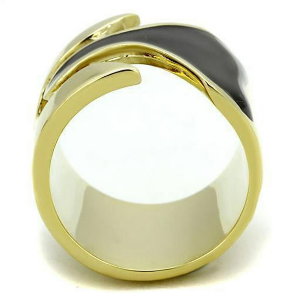 TK1860 - IP Gold(Ion Plating) Stainless Steel Ring with Epoxy in Jet