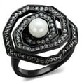 thumbnail image 1 of IP Black(Ion Plating) Stainless Steel Ring with Synthetic Pearl in White for Women White Stone Color Style TK1861 Size 6, 1 of 4