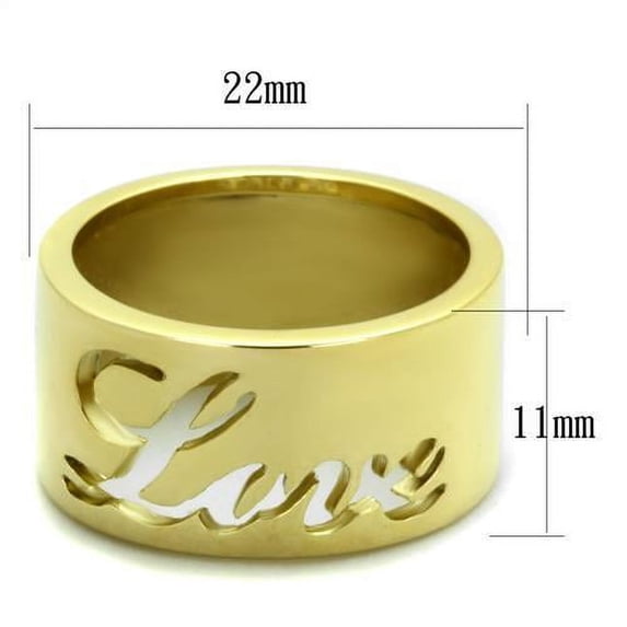 IP Gold(Ion Plating) Stainless Steel Ring with No Stone for Women No Stone Stone Color Style TK1878 Size 6