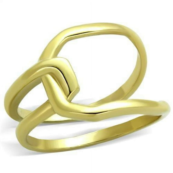 IP Gold(Ion Plating) Stainless Steel Ring with No Stone for Women Minimalist Theme No Stone Stone Color Style TK1883 Size 7