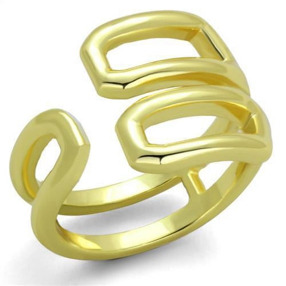 IP Gold(Ion Plating) Stainless Steel Ring with No Stone for Women Minimalist Theme No Stone Stone Color Style TK1884 Size 10