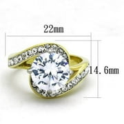 TK1911 - Two-Tone IP Gold (Ion Plating) Stainless Steel Ring with AAA Grade CZ  in Clear Size 10