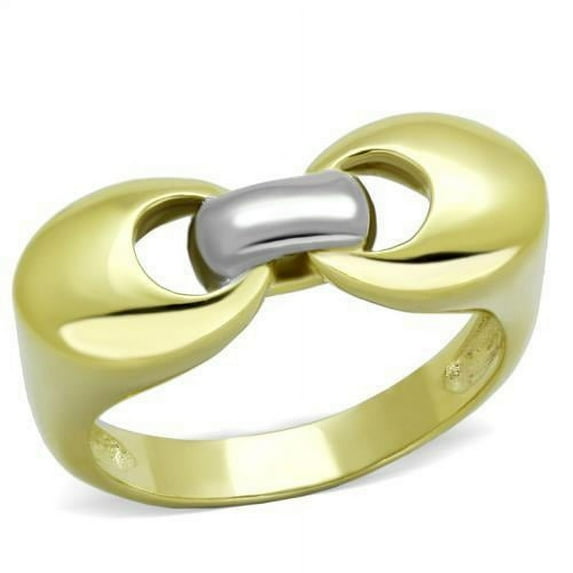 TK1915 - Two-Tone IP Gold (Ion Plating) Stainless Steel Ring with No Stone Size 6