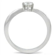 TK201 - High polished no plating Stainless Steel Ring with AAA Grade CZ in Clear