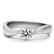 TK201 - High polished no plating Stainless Steel Ring with AAA Grade CZ in Clear