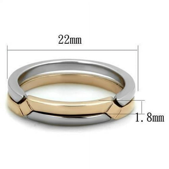 Two-Tone IP Rose Gold Stainless Steel Ring with No Stone for Women Minimalist Theme No Stone Stone Color Style TK2031 Size 9