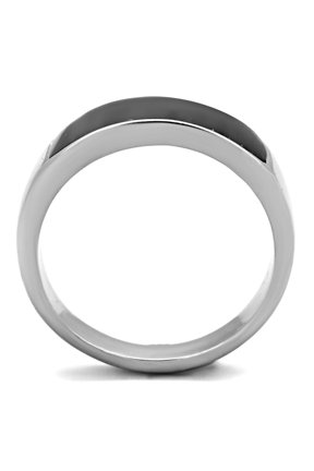 TK2062 - High polished (no plating) Stainless Steel Ring with Epoxy in Jet