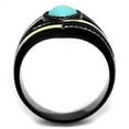 thumbnail image 1 of TK2099 - IP Black(Ion Plating) Stainless Steel Ring with Synthetic Turquoise in Sea Blue, 1 of 1