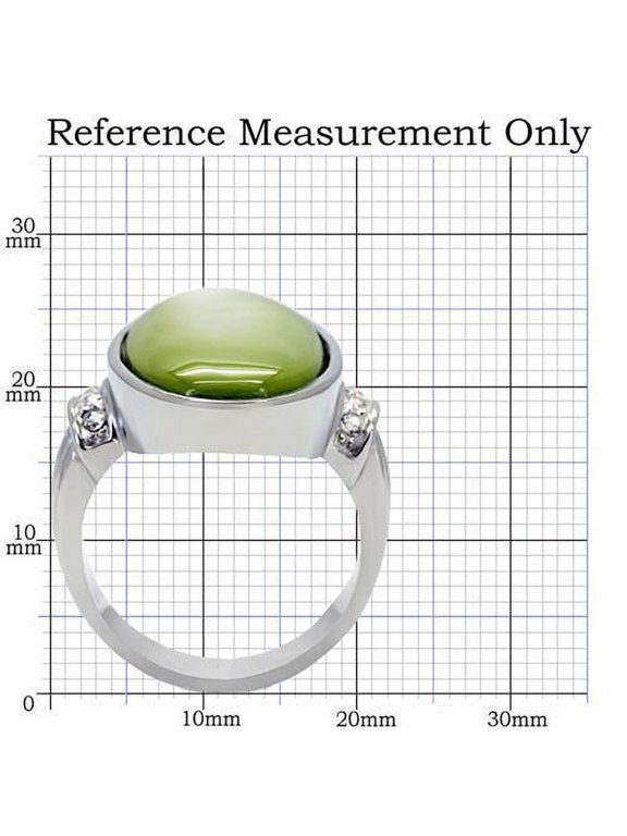 TK211 - High polished (no plating) Stainless Steel Ring with Precious Stone Conch in Apple Green color