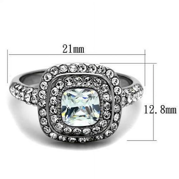 High polished (no plating) Stainless Steel Ring with AAA Grade CZ in Clear for Women Clear Stone Color Style TK2114 Size 5