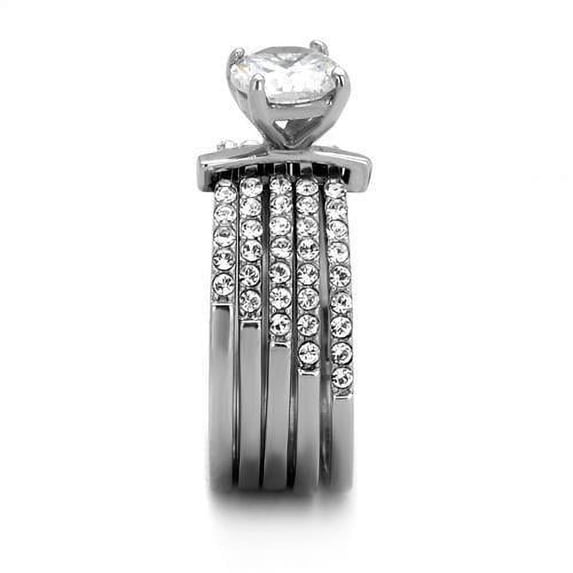 TK2120 - High polished (no plating) Stainless Steel Ring with AAA Grade CZ in Clear