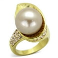 thumbnail image 1 of IP Gold(Ion Plating) Stainless Steel Ring with Synthetic Pearl in Champagne for Women Champagne Stone Color Style TK2131 Size 9, 1 of 6