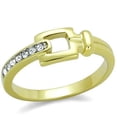thumbnail image 1 of TK2164 - Two-Tone IP Gold (Ion Plating) Stainless Steel Ring with Top Grade Crystal  in Clear Size 5, 1 of 4