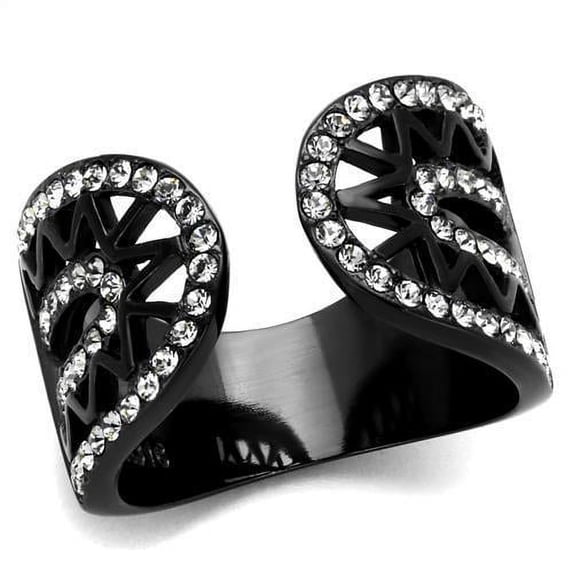TK2166 - IP Black(Ion Plating) Stainless Steel Ring with Top Grade Crystal in Black Diamond Size 10