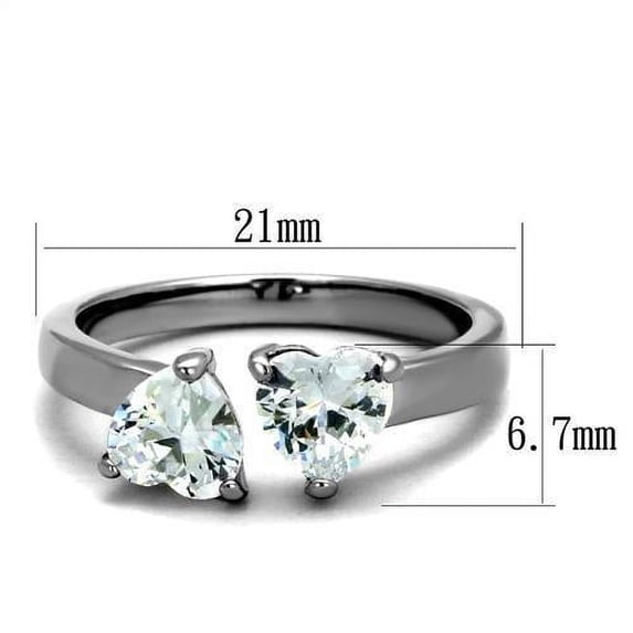 High polished (no plating) Stainless Steel Ring with AAA Grade CZ in Clear for Women Clear Stone Color Style TK2167 Size 5