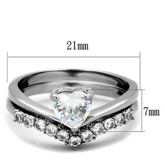 High polished (no plating) Stainless Steel Ring with AAA Grade CZ in Clear for Women Clear Stone Color Style TK2178 Size 7