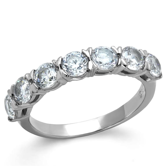High polished (no plating) Stainless Steel Ring with AAA Grade CZ in Clear for Women Clear Stone Color Style TK2182 Size 5