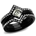 thumbnail image 1 of TK2185 - IP Black(Ion Plating) Stainless Steel Ring with Top Grade Crystal in Clear, 1 of 1