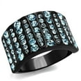 thumbnail image 1 of IP Black(Ion Plating) Stainless Steel Ring with Top Grade Crystal in Sea Blue for Women Sea Blue Stone Color Style TK2198 Size 7, 1 of 4