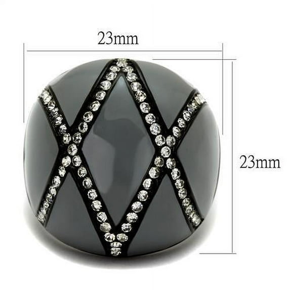 IP Black(Ion Plating) Stainless Steel Ring with Top Grade Crystal in Clear for Women Clear Stone Color Style TK2216 Size 5
