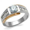 thumbnail image 1 of Two-Tone IP Rose Gold Stainless Steel Ring with AAA Grade CZ in Clear for Women Clear Stone Color Style TK2218 Size 8, 1 of 4