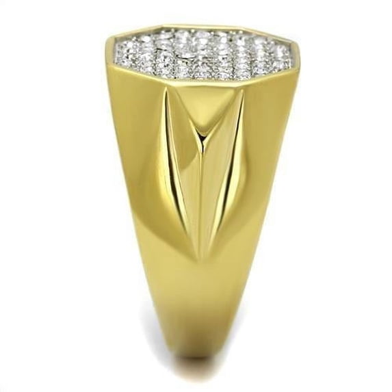 TK2221 - Two-Tone IP Gold (Ion Plating) Stainless Steel Ring with Top Grade Crystal in Clear