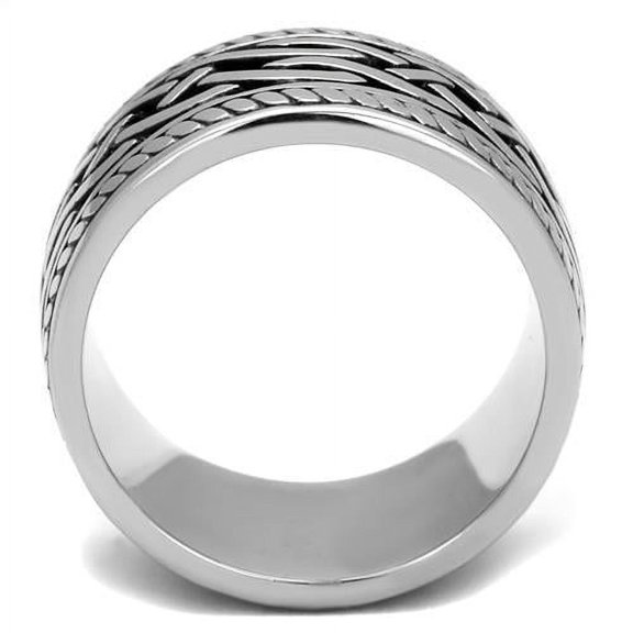 High polished (no plating) Stainless Steel Ring with Epoxy in Jet for Women Celtic Theme Jet Stone Color Style TK2239 Size 12