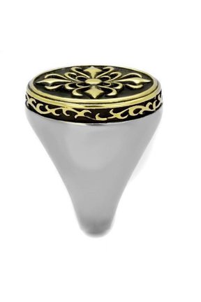 TK2241 - Two-Tone IP Gold (Ion Plating) Stainless Steel Ring with Epoxy in Jet