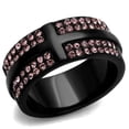 thumbnail image 1 of IP Black(Ion Plating) Stainless Steel Ring with Top Grade Crystal in Light Amethyst for Women Light Amethyst Stone Color Style TK2280 Size 10, 1 of 4