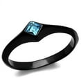 thumbnail image 1 of IP Black(Ion Plating) Stainless Steel Ring with Top Grade Crystal in Sea Blue for Women Sea Blue Stone Color Style TK2284 Size 10, 1 of 4