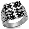 thumbnail image 1 of High polished (no plating) Stainless Steel Ring with Epoxy in Jet for Women Biker Theme Jet Stone Color Style TK2316 Size 11, 1 of 4