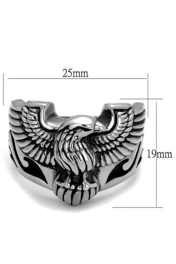 High polished (no plating) Stainless Steel Ring with Epoxy in Jet for Women Animals Theme Jet Stone Color Style TK2319 Size 8