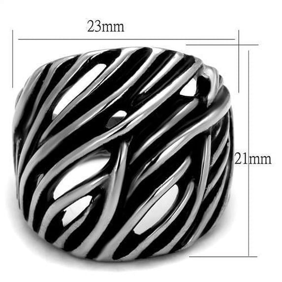 High polished (no plating) Stainless Steel Ring with Epoxy in Jet for Women Jet Stone Color Style TK2338 Size 8